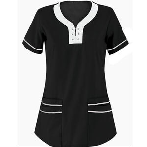 Ensemble de costumes de gommage pour esthéticienne personnalisés Uniformes de spa élégants Scrubs OEM Ensemble de gommage pour femmes Uniformes d'hôpital tissés - Product Image 2