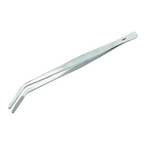 Pince de précision professionnelle extra longue de 20 cm en acier inoxydable à haute teneur en carbone, dentelée, durable pour la mise en assiette culinaire - Product Image 1