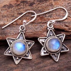 Fancy Looking Renewal Moonstone <b>Dangle</b> <b>Earring</b> Sterling <b>Silver</b> Rhodium Plated Bezel Set Wedding Anniversary Gift Jewelry - Product Image 6