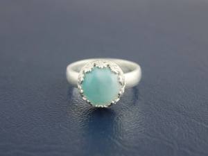 Anillo de Compromiso de Plata de Ley 925 con Piedra Preciosa de Larimar, Hecho a Mano, con Propiedades Curativas - Product Image 6