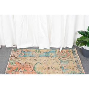 Tapis turc Vintage de 1,5x2,9 pieds, tissage plat en laine patchwork bleu Beige pour décor de salon, support en latex de 4m de large - Product Image 2