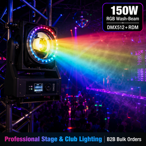 Cabeza Móvil RGBL <span class=keywords><strong>Tornado</strong></span> Kaleidoscopio de 150W, DMX512 RDM, 24 Anillos LED RGB, Efecto de Haz Giratorio, Atenuación de 32 bits para DJ, Fiestas, Escenarios y Clubs - Product Image 2
