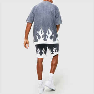 เสื้อยืดคอกลมสำหรับผู้ชายเสื้อยืดผ้าฝ้าย100% สำหรับซักแบบแอซิดสามารถกำหนดโลโก้ได้เอง - Product Image 4