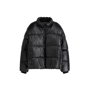 Venta al por mayor Pro personalizado hombres Puffer chaquetas cuello redondo sin capucha Venta caliente Softshell marca Wear Faux Leather Puffer Jacket - Product Image 1