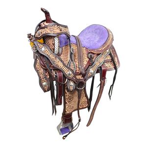 Vente en gros abordable Selles de course de baril Selles de cheval Western en cuir véritable de qualité supérieure faites à la main Selles de rodéo en vrac Fourniture - Product Image 2