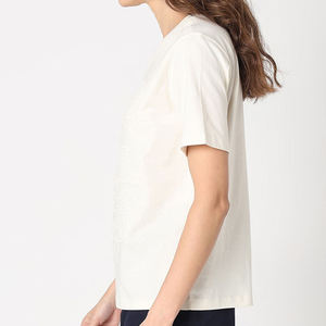 Camiseta de Algodón Grueso y Resistente de Verano, Ecológica, Personalizada con Bordado y Estampado, Transpirable, para Mujer, en Oferta - Product Image 2