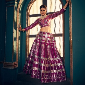 NEW DESIGN MULTI COLOR <b>LENGHA</b> CHOLI FULLY SEQUENCE WORK LAHENGHA <b>LENGHA</b> CHOLI WITH WORKED BLOUSE WEDDING CLOTHING ANARKALI - Product Image 1