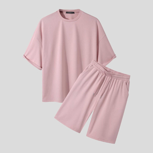 Vêtements de sport pour hommes Chemise et short solides et décontractés pour la gym Ensemble deux pièces avec logo brodé Vente en gros de t-shirts et de costumes - Product Image 2