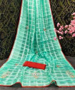 Banarasi Kurta de lino Georgette atractivo: elegancia atemporal para cada ocasión giro moderno en cortinas tradicionales - Product Image 1