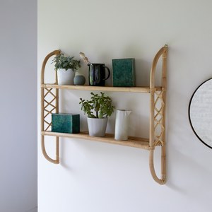 Estante de Pared de Ratán, Organizador de Mimbre Hecho a Mano, Exhibidor de Ratán Natural, Decoración Boho para el Hogar, Almacenamiento para Cocina y Sala de Estar - Product Image 1