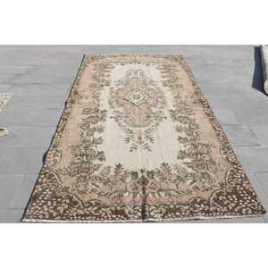 Turkish Vintage Large Rug 5.3x9.7 ft, <b>Brown</b> Camouflage Rug <b>Wool</b> - Product Image 1