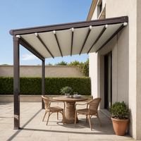 Pergola motorisée rétractable et pliable en aluminium, auvent imperméable avec éclairage LED pour patio, jardin, balcon, terrasse, villa, cour