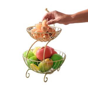 Corbeille à fruits en métal avec deux poignées pour l'organisation du comptoir de cuisine, support à fruits et à en-cas, utilisation à domicile, à l'hôtel, au restaurant, pour l'affichage - Product Image 1