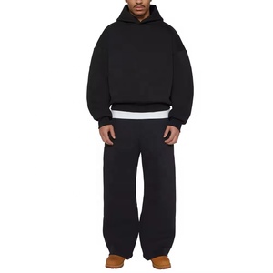 Conjunto de sudadera con capucha y pantalones de chándal para hombre de algodón 100% personalizado del fabricante, chándal holgado para la temporada de invierno - Product Image 2