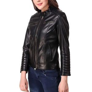 Nouveau cuir véritable nouveau 2025 mode fabricant pakistanais femmes vestes en cuir véritable respirant fermeture éclair manteau Style - Product Image 6