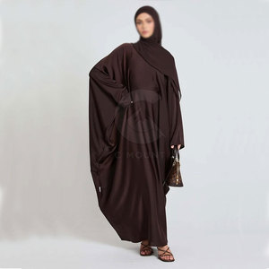 Vêtements islamiques personnalisés Abaya pour femmes Robe musulmane Abaya pour femmes Robe décontractée de couleur unie Costume deux pièces Abaya pour femmes Robe musulmane - Product Image 1