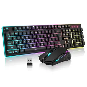 RedThunder K10 Wireless Gaming Keyboard and Mouse Combo, Rechargeable 3800mAh Battery for PC Gamer