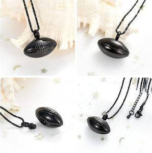 Bijoux de crémation noirs Collier d'urne commémorative de football pour porte-cendres Urne souvenir de cendres en acier inoxydable pour frère petit ami - Product Image 3