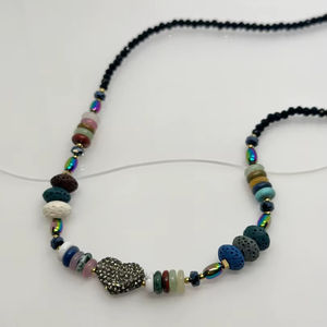 สร้อยคอสเตนเลสสตีลสีน้ำเงินใสสำหรับผู้หญิงสร้อยคอแฟชั่นแบบเรียบง่ายสำหรับฤดูร้อน - Product Image 1