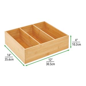 Caisses de panier empilables en bois de haute qualité pour le stockage des légumes alimentaires organisateur de garde-manger de cuisine en bambou boîte à 3 Sections - Product Image 3
