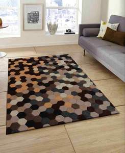Tapis en laine moderne multicolore tufté à la main de couleur unie antidérapant réversible à poils hauts lavable pour la maison ou le pique-nique - Product Image 5
