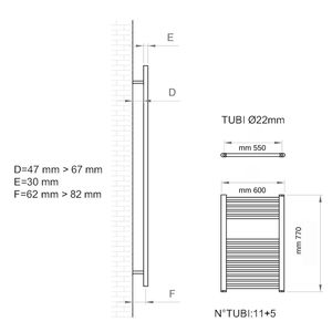 550 bianco x 600x770mm asciugamano tondo tondo caldo verniciato e apparecchiature termiche in acciaio cromato - Product Image 2
