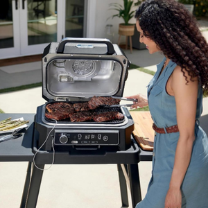 Woodfire Pro XL เตาย่างกลางแจ้ง & ผู้สูบบุหรี่, เครื่องวัดอุณหภูมิ, เตาย่างต้นแบบ4-in-1, หม้อทอดอากาศกลางแจ้ง, แบบพกพา, เตาย่างไฟฟ้า, สีเทาเข้ม
