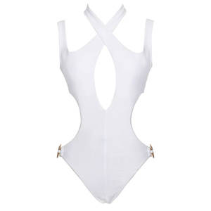 Maillot de bain une pièce sexy imprimé de logo personnalisé en gros pour femmes, col en V profond, découpe, dos nu, ensemble de bikini, ensemble de bain 2 pièces - Product Image 5