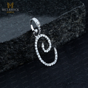 Solide 14k Or Blanc C Initial Pendentif Pave Diamant C Lettre Bijoux Top Qualité Nouveau Design Or C Pendentif Collier - Product Image 3