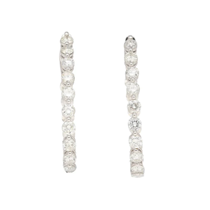 Pendientes de Aro de Plata de Ley 925 Maciza con Diamantes Certificados IGI, Diseño Vintage de Eternidad Completa, para Mujer, Aniversario - Product Image 1