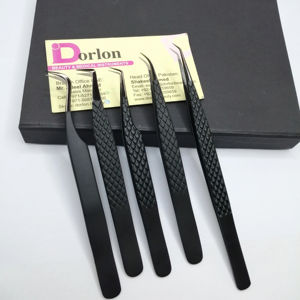 Pince à cils professionnelle couleur noire mate avec embouts plasma Volume incurvé 45 degrés pointe de fibre pince à épiler d'extension de cils - Product Image 1