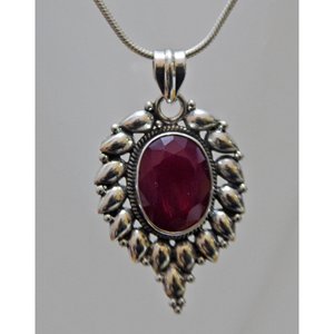 Colgante de Plata de Ley 925 facetado de rubí natural con cadena de serpiente, joyería de platino para mujeres y niñas, regalo de boda perfecto - Product Image 3