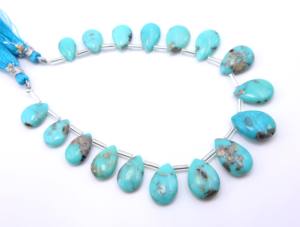 Arizona Turquoise Lisse Poire Teardrop Forme Perles Naturel Turquoise Gemme 7 Pouces Bijoux Fabrication Pierre - Product Image 4