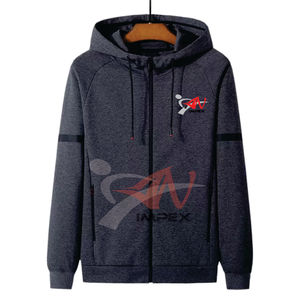 Logo d'impression personnalisé de haute qualité sweat à capuche zippé pour hommes matériau personnalisé sweat-shirt à capuche flexible pour hommes - Product Image 2