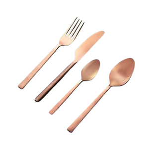 Wholesale Metal Rose Gold Plated Cutlery <b>Moroccan</b> Style Matte Polish Flatware Set Stainless Steel Luxury Style <b>Mirrored</b> Steel - Product Image 2