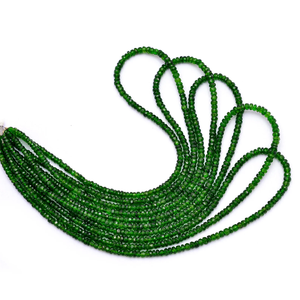 ลูกปัดโครมไดโอไซด์ AAA+ ขนาด 3 มม.-4 มม. ทรงรอนเดลเหลี่ยมเพชรพลอย สีเขียวโครมไดโอไซด์ธรรมชาติ อัญมณีกึ่งมีค่า สำหรับทำเครื่องประดับ - Product Image 4