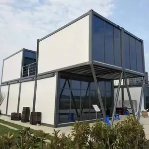 Lüks Villa çelik cam duvar prefabrik evler güncellenmiş tasarımlar içeriği ile prefabrik ev tedarikçileri