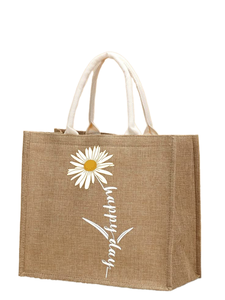 Sac fourre-tout en jute réutilisable écologique avec logo personnalisé imprimé laminé avec poignée en bambou Solution d'achat durable - Product Image 6