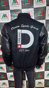 Men's Heavy <b>Weight</b> Wool Body Jacket Puff Printing Silk Printing Embroidery Chenille Embroidery Direct <b>Stand</b> PU Sleeves Rib - Product Image 3