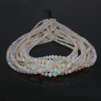 Opale naturelle AA 100% pure, opale multifeu, perles rondes en vrac, certifiées par un tiers, blanches et lisses, 5 mm, 8 pouces
