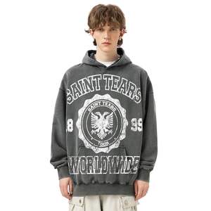 Haute qualité 500gsm poids lourd surdimensionné polaire sweats à capuche hommes personnalisé imprimé broderie vierge grande taille Streetwear hommes sweats à capuche - Product Image 3