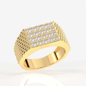 Bague en or jaune 18 carats pour homme Luxe Heritage avec diamant Moissanite – Accessoire élégant d'inspiration Heritage - Product Image 5