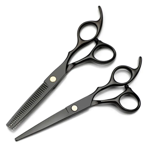 ชุดกรรไกรตัดผม5.5สแตนเลสสีดำแดงขนาด6นิ้วชุดกรรไกรตัดผมแบบบาง - Product Image 1