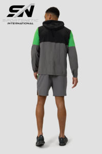 2026 High Quality Custom <b>Men's</b> Autumn Color Block Windbreaker Nylon Tracksuit Drawstring Front <b>Zip</b> Up Jacket <b>Shorts</b> Set - Product Image 3