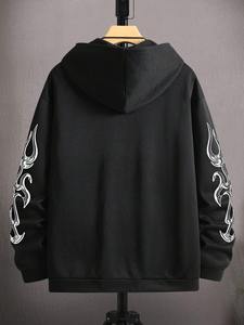 Sudadera con capucha térmica de peso pesado con cremallera y forro polar de algodón con estampado para hombre personalizado OEM en colores sólidos - Product Image 3