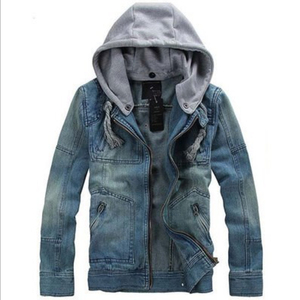 Veste en jean décontractée pour homme, élégante, légère, vêtement d'extérieur tendance, streetwear, fermeture éclair, design moderne - Product Image 5