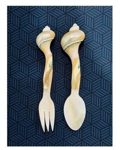 Juego de cuchara de concha marina hecha a mano, vajilla de perlas naturales para decoración del hogar y experiencia gastronómica exclusiva - Product Image 1