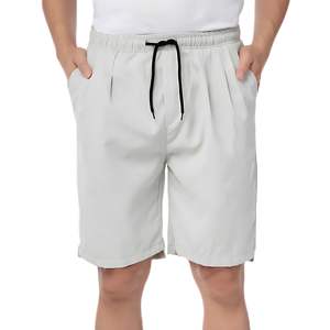 Pantalones cortos de verano transpirables para hombre, cintura elástica personalizada, patrón sólido moderno, estilo informal, tejido no tejido, técnicas teñidas lisas - Product Image 1