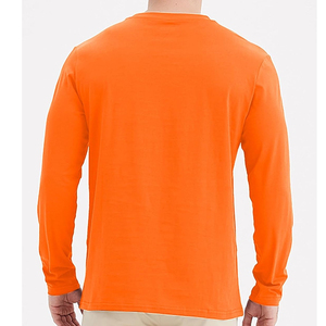 เสื้อยืดคอกลมแขนยาวผ้าฝ้าย100% สำหรับผู้ชายผ้าถักพิมพ์ลายโลโก้ออกแบบได้ตามที่ต้องการ - Product Image 2