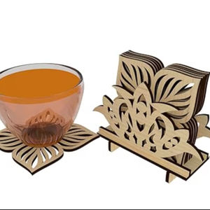 Sous-verre en bois de style bohème poli à la main, écologique, avec design personnalisé pour les boissons chaudes et froides, prix abordable en Inde - Product Image 1